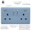 Trendi Switch Trendi Switch 2 Gang USB 3100mA Plug Socket in Sky Blue 2