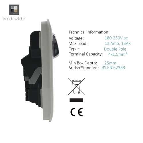 Trendi Switch Trendi Switch 2 Gang USB 3100mA Plug Socket in Warm Grey 2