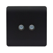 Trendi Switch 2 Gang Male F-Type Satellite Television Socketin Matt Black