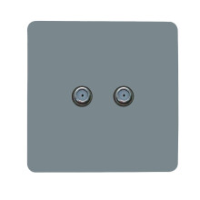 Trendi Switch 2 Gang F-Type Satellite Television Socket in Cool Grey
