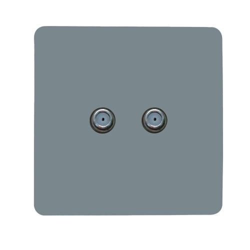 Trendi Switch Trendi Switch 2 Gang F-Type Satellite Television Socket in Cool Grey