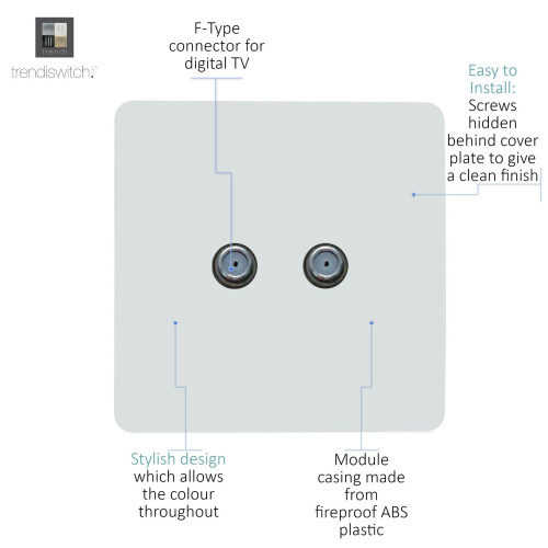 Trendi Switch Trendi Switch 2 Gang F-Type Satellite Television Socket in Ice White 1