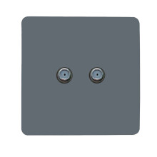Trendi Switch 2 Gang Male F-Type Satellite Television Socketin Warm Grey