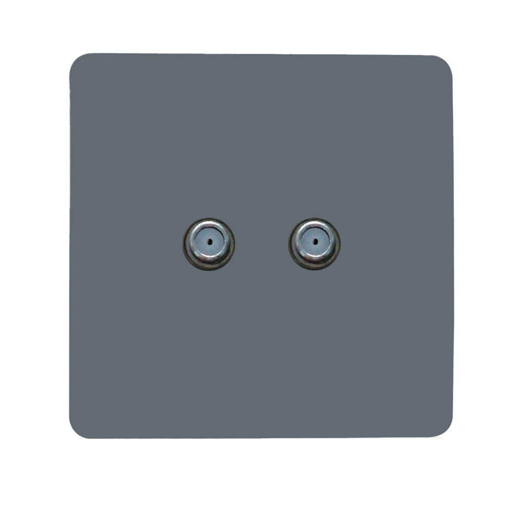 Trendi Switch 2 Gang Male F-Type Satellite Television Socketin Warm Grey