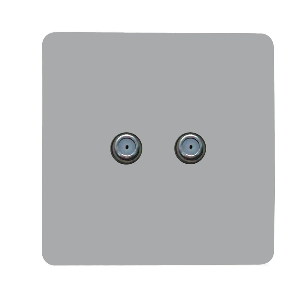 Trendi Switch 2 Gang Male F-Type Satellite Television Socketin Platinum Silver