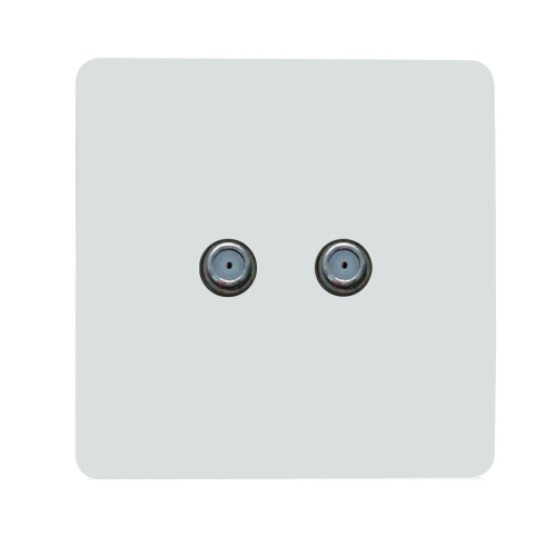 Trendi Switch Trendi Switch 2 Gang F-Type Satellite Television Socket in Ice White