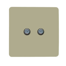 Trendi Switch 2 Gang F-Type Satellite Television Socket Champagne Gold