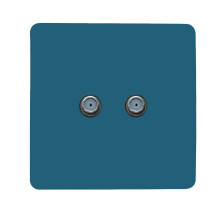 Trendi Switch 2 Gang F-Type Satellite Television Socket in Ocean Blue