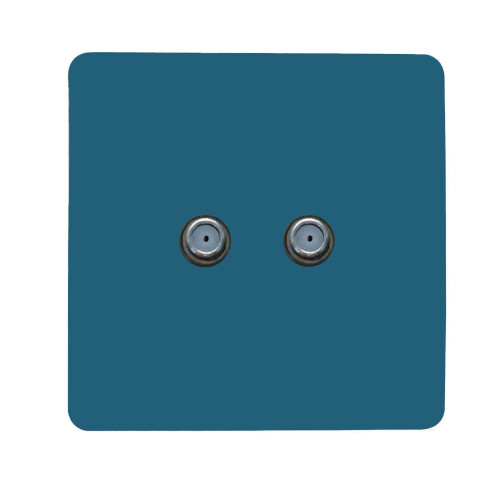 Trendi Switch Trendi Switch 2 Gang F-Type Satellite Television Socket in Ocean Blue