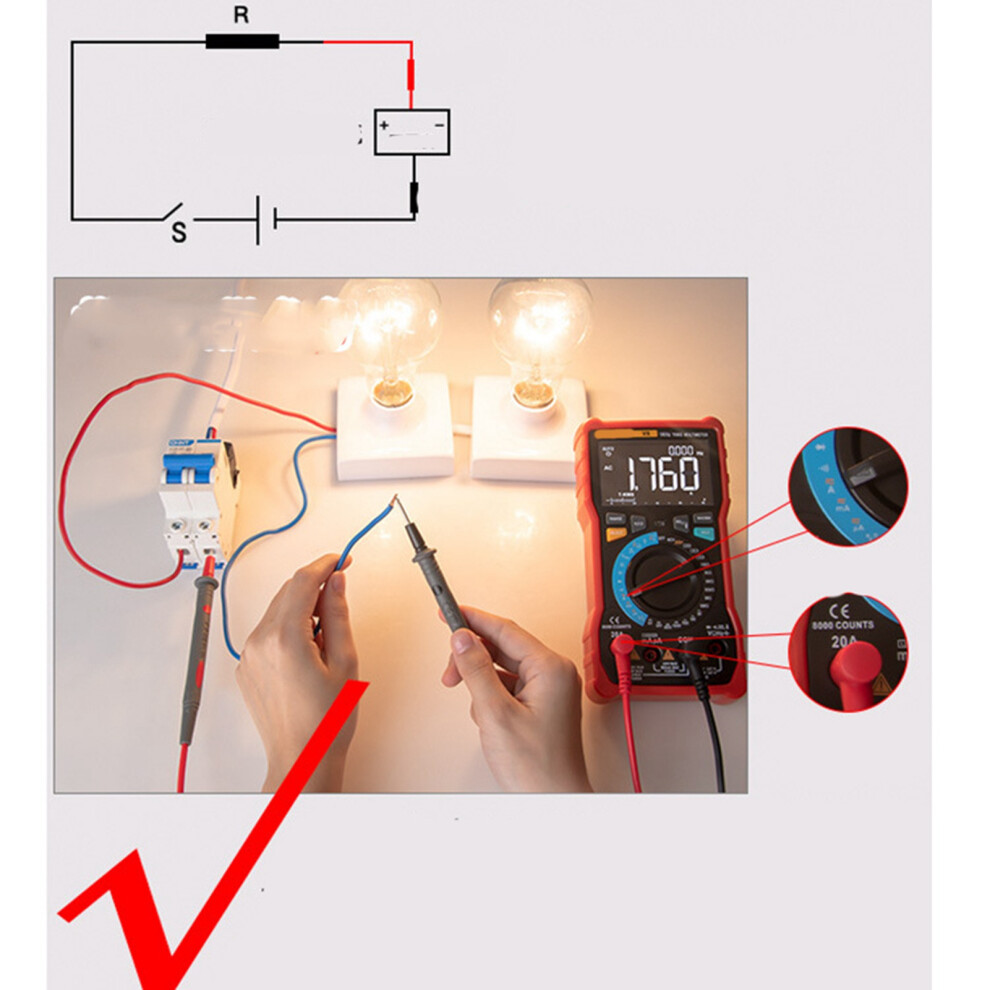 High Accuracy Red Digital Multimeter, 139X74.5x33.6mm, Portable 3661332512790