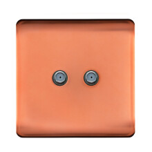 Trendi Switch 2 Gang F-Type Satellite Television Socket in Copper