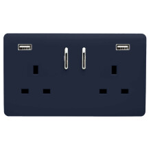 Trendi Switch 2 Gang USB 3100mA Plug Socket in Navy Blue