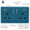 Trendi Switch Trendi Switch 2 Gang USB 3100mA Plug Socket in Ocean Blue 2