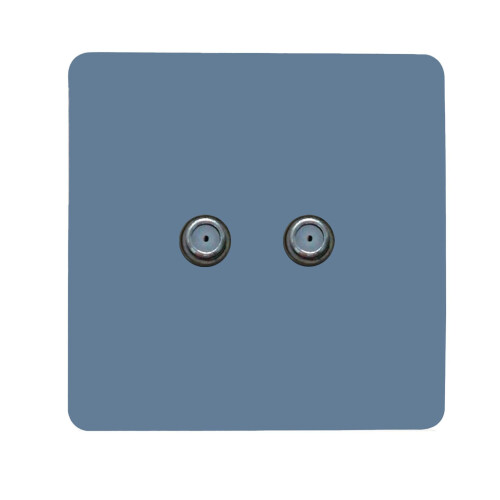 Trendi Switch Trendi Switch 2 Gang F-Type Satellite Television Socket in Sky Blue