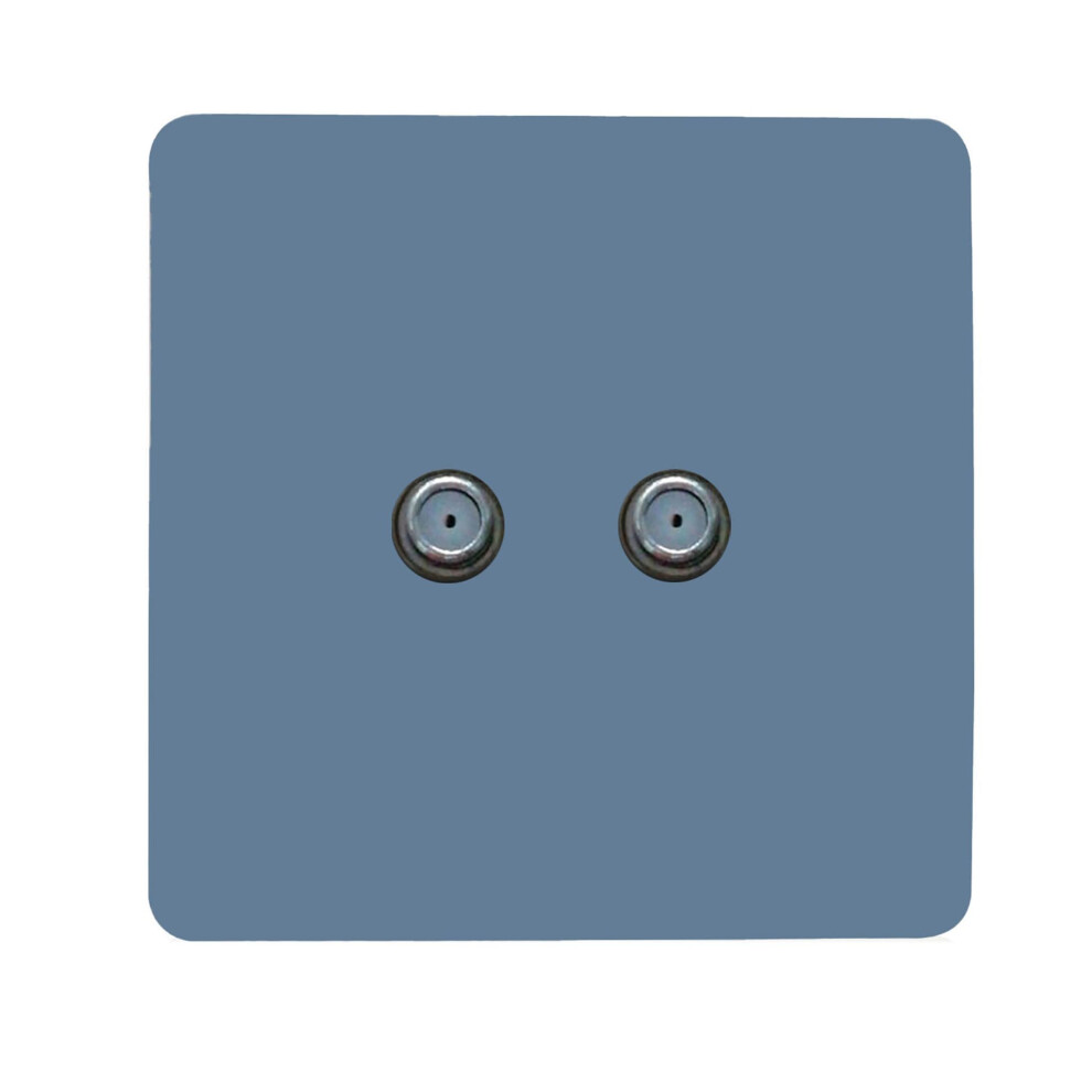 Trendi Switch 2 Gang F-Type Satellite Television Socket In Sky Blue