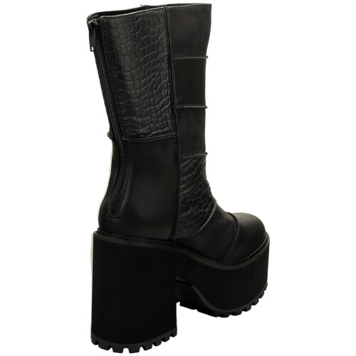 Buffalo (6.5) Buffalo Killah Patch Vegan Womens Heeled Boots in Black 1