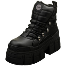 (4) Buffalo Gospher Hike Mid Pad Vegan Womens Platform Boots in Black