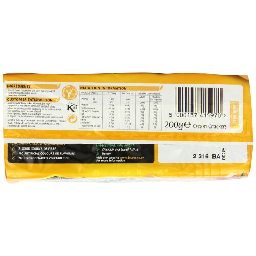 Jacobs Cream Crackers Biscuits 200 G (pack Of 24) 1