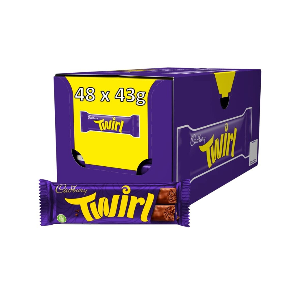 Cadbury Twirl Chocolate Bar, 43 G, Pack Of 48. Twinpack