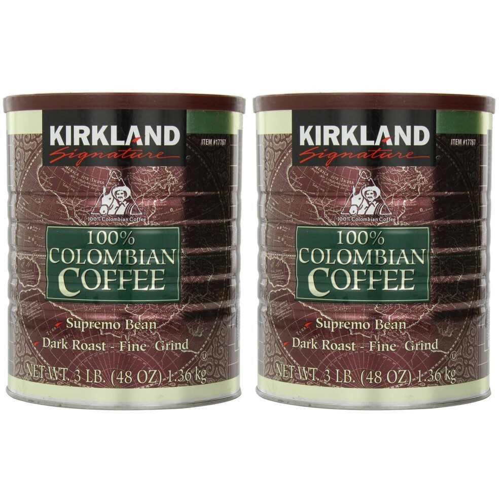 Kirkland Signature 100% Colombian Coffee Supremo Bean Dark Roast-Fine Grind, 6 Pound ,Signature-Ykgj