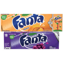 Fanta Grape and Peach Flavoured Soft Drink 355ml (12 Cans Each)