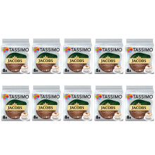 TASSIMO Jacobs Cappuccino Classico Coffee Pods - 10 Packs (80 Drinks)