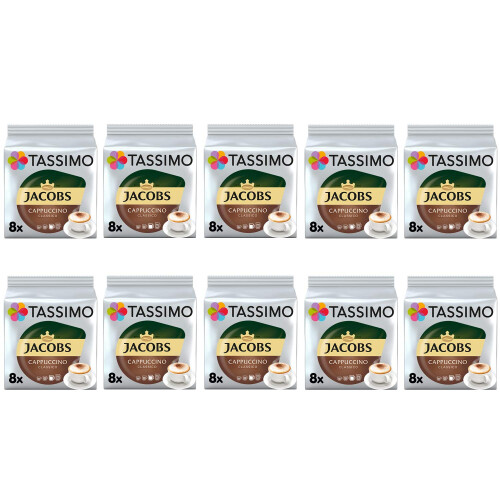 Tassimo TASSIMO Jacobs Cappuccino Classico Coffee Pods - 10 Packs (80 Drinks)