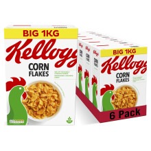 Kellogg's Corn Flakes Breakfast Cereal Big Boxes, 6x1 kg