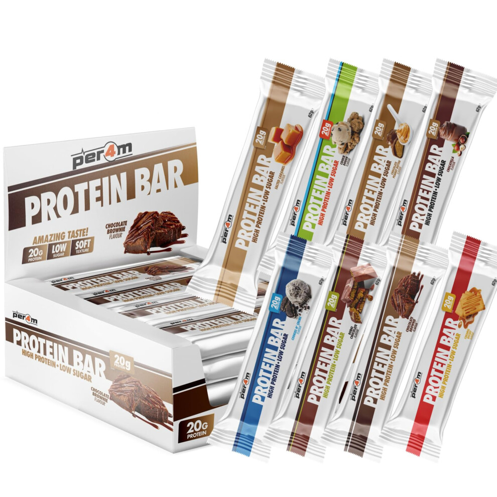 Per4m On-The-Go Protein Bar | High Protein, Low Sugar Bar With 20G Protein | Nutritional & Healthy Gym Snack Bar | Box Of 12 X 62G (Box, Mixed