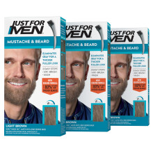 Just For Men Brush-In Mustache, Beard And Sideburns, Light Brown - Kit ( Pack of 3 )
