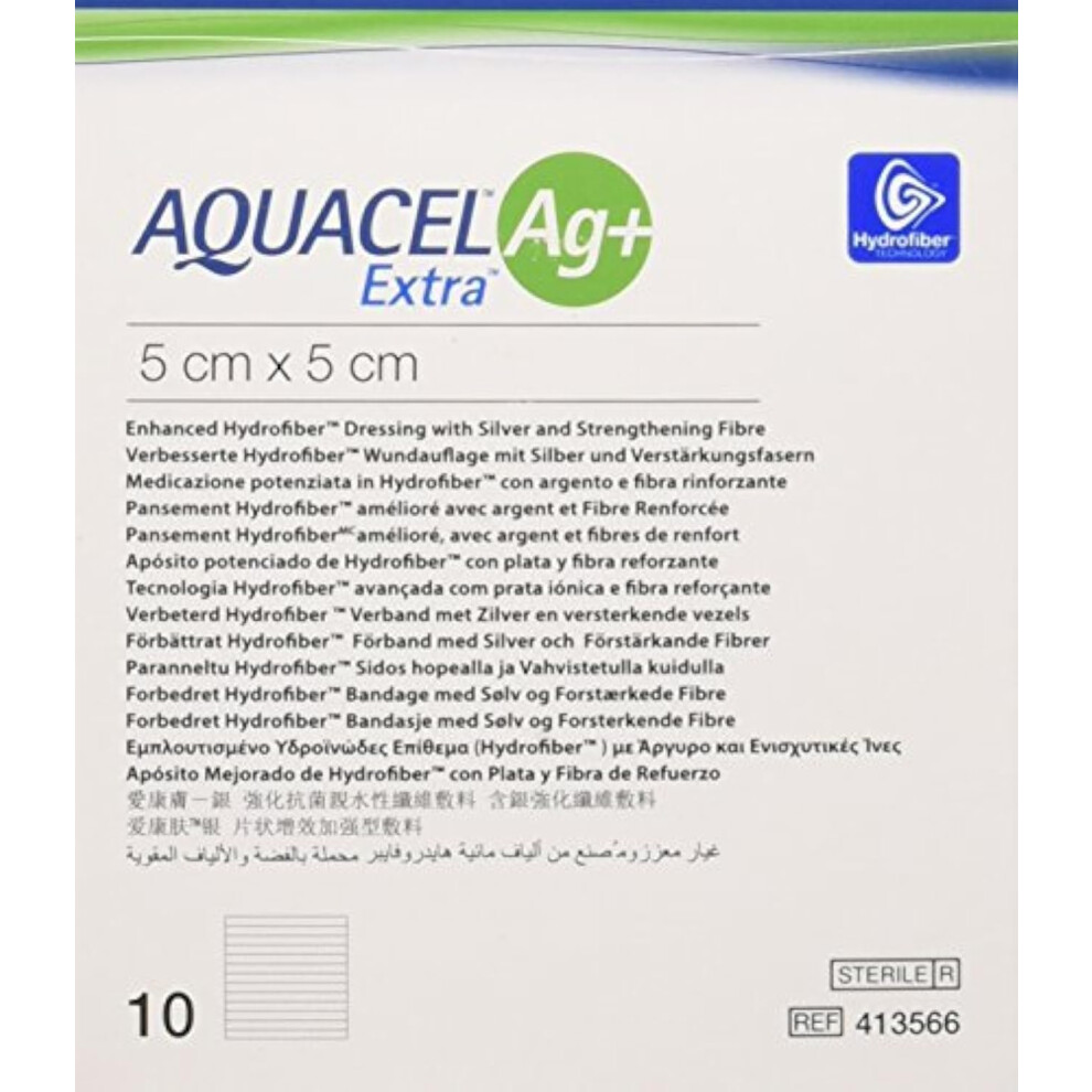 Convatec 3862703 Aquacel Ag+ Extra Dressing, 5 Cm Width, 5 Cm Length (Pack Of 10)