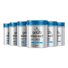 Schwarzkopf got2b Beach Matt Texturising Matt Paste, Medium Hold, Silicone Free, 100 ml - Pack of 6