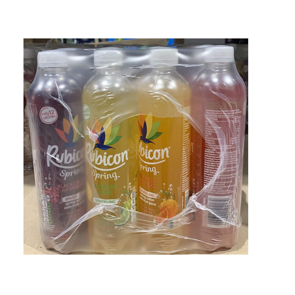 Rubicon Sparkling Spring Sugar Free With Low Calories Orange & Mango / Black Cherry Raspberry / Lemon & Lime / Strawberry & Kiwi Fruit Juice 500Ml