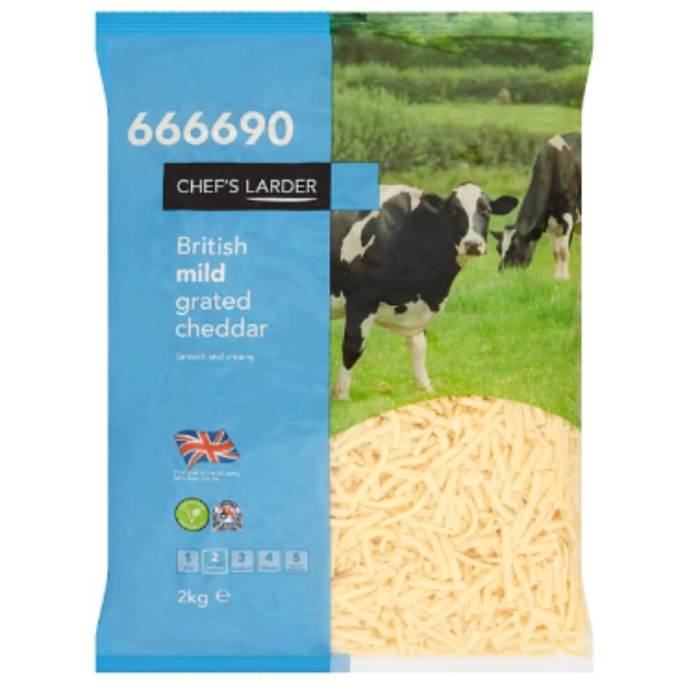 London Grocery Chef's Larder British Mild Grated Cheddar 2Kg X 6