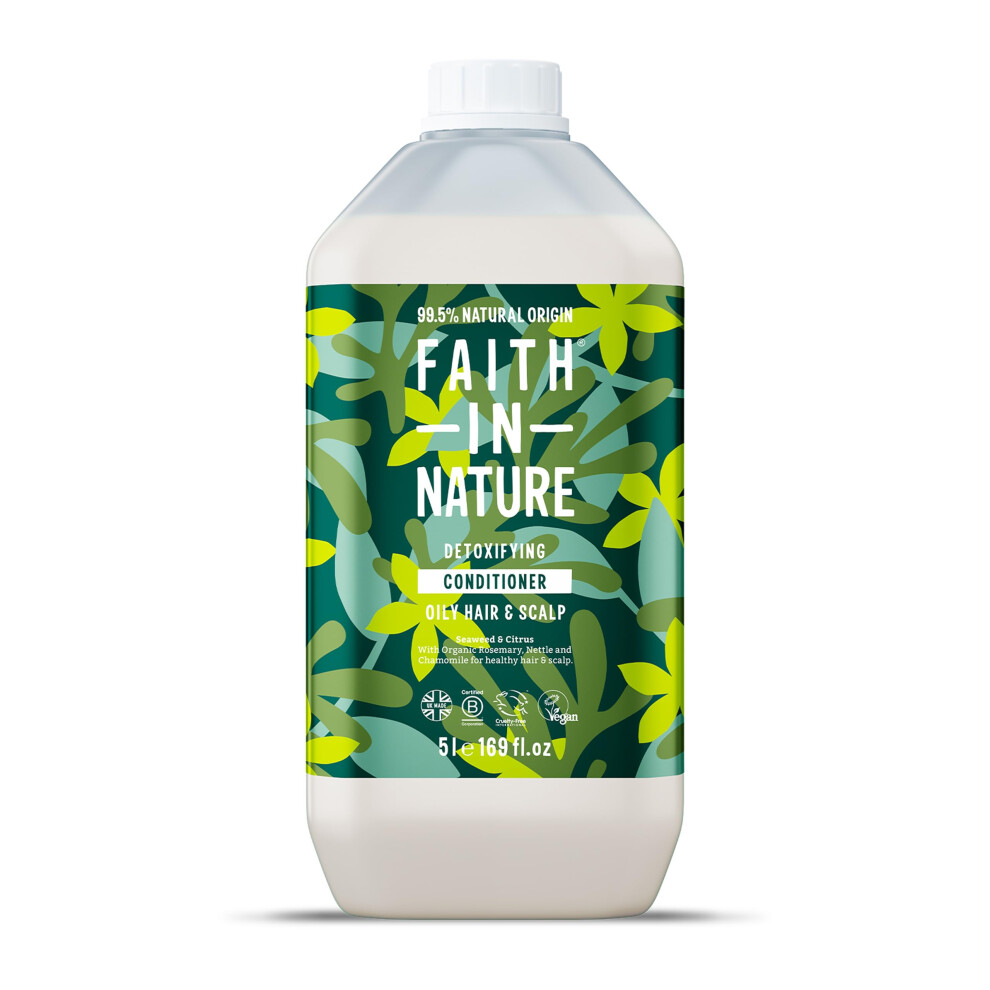 Faith In Nature Natural Seaweed & Citrus Conditioner, Detoxifying For Oily Hair & Scalp, Vegan & Cruelty Free, No Sls, Silicones Or Parabens, 5L