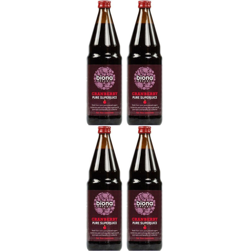 Biona Organic Pure Cranberry Juice 750Ml - 4 Bottles