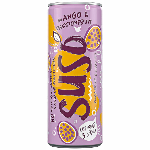 Suso Sparkling Mango and Passion Fruit Cans - 24x250ml