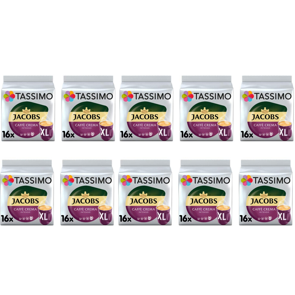 Tassimo Jacobs Caffe Crema Intenso Xl Coffee Pods - 10 Packs (160 Drinks)