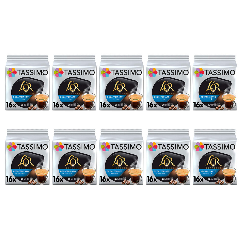 Tassimo L'or Espresso Decaf Coffee Capsules T-Discs Pods 10 Pack, 160 Drinks