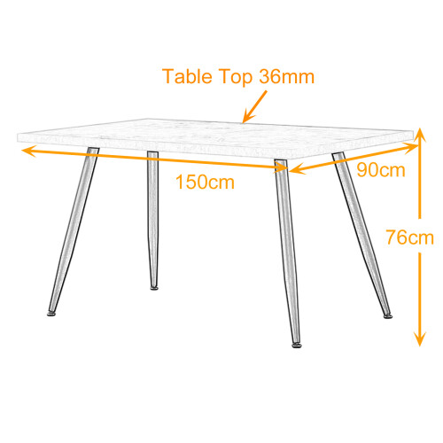 (White) 1.5M Wooden Dining Table 4-6 People Kitchen Tables 2