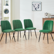 (GRASS GREEN, 4pcs) 2/4/6pcs Velvet Dining Chairs Sturdy Metal Legs