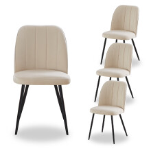 (BEIGE, 4pcs) 2/4/6pcs Velvet Dining Chairs Sturdy Metal Legs
