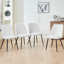(CREAM WHITE, 4pcs) 2/4/6pcs Velvet Dining Chairs Sturdy Metal Legs