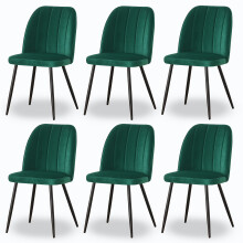 (GREEN, 6pcs) 2/4/6pcs Velvet Dining Chairs Sturdy Metal Legs