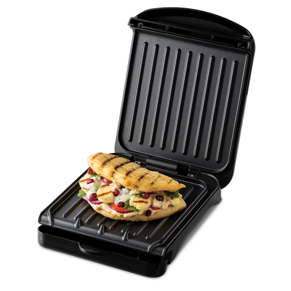 George Foreman Small Electric Fit Grill [Non stick, Healthy, Griddle, Toastie, Hot plate, Panini, BBQ, Energy saving, Vertical storage, Easy clean, D
