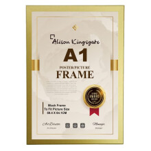 Alison Kingsgate Premium Gold A1 Frame In Size 59.4 x 84.1 cm Gold Frame - A1 Picture Frame with Clear Perspex Front - Gold Picture Frames with Wall