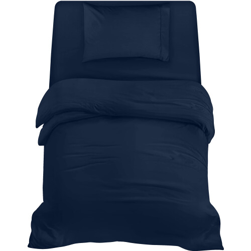 Utopia Bedding 3 Piece Single Bedding Set - Duvet Cover, Fitted Sheet with Pillow case - Soft Brushed Microfiber (Navy)