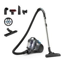 Amazon Basics Cylinder Vacuum Cleaner Bagless 1.3L Compact Lightweight with Triple-Action Nozzle, HEPA Filter, 850W, for Carpet and Hard Floor, Grey