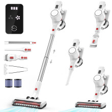 Syntecno Cordless Vacuum Cleaner Stick Vacuums - Electric Brooms Powerful Lightweight Vaccum Cleaners Upright Handheld Rechargeable Lithium-Ion Batte
