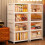 TidyTrove Storage Boxes with Lid, 4-Tier Plastic Stackable Storage Boxes with 1 Lid 28L/Tier, Folding Storage Bins with Wheels, Storage Organizer for 3